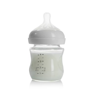 Feeding bottle with milk isolated on white
