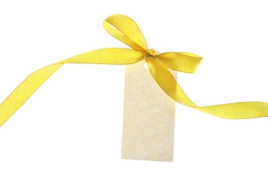 Beyaz üzerine izole edilmiş kurdele yayı ile boş etiket