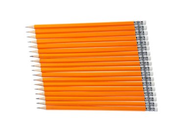 Birçok grafit kalem beyaz, üst görünümde izole