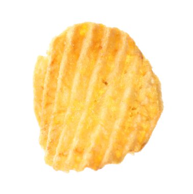 Havada izole edilmiş lezzetli bir patates cipsi.