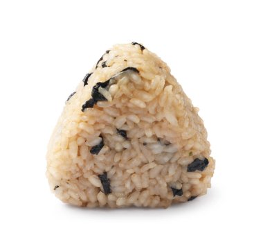Pirinç topu (onigiri) beyaz üzerine izole edilmiş. Geleneksel Japon yemeği