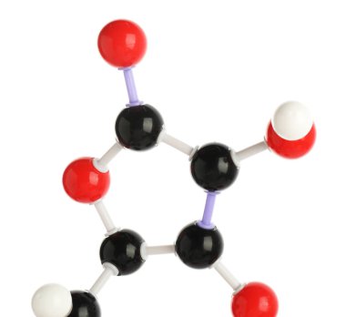C vitamini molekülü beyaza izole edilmiş. Kimyasal model