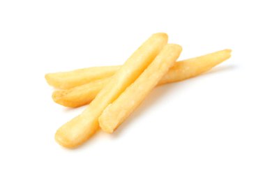 Many delicious French fries isolated on white