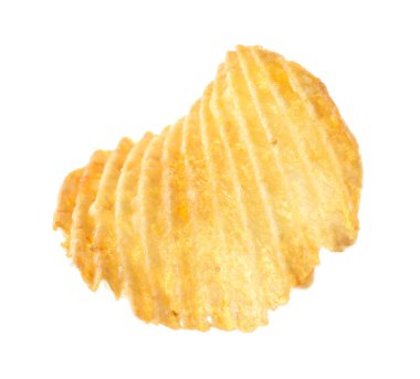 Havada izole edilmiş lezzetli bir patates cipsi.