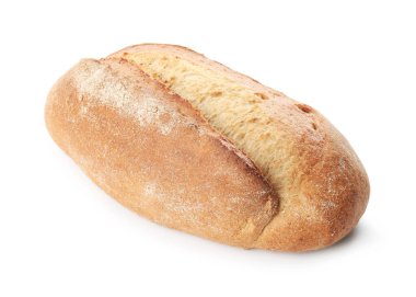 Bir somun taze pişmiş ekmek beyaza izole edilmiş.