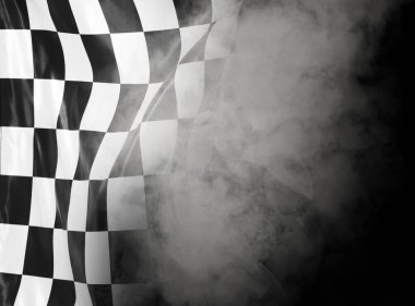 Siyah beyaz damalı yarış bayrağı koyu arkaplanda