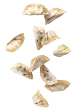 Beyaz arka planda pişmemiş gyoza havası