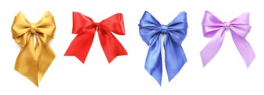 Beyaz arkaplanda farklı güzel fiyonklar, set