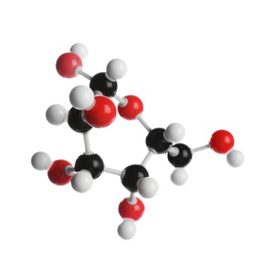Glikoz molekülü beyaza izole edilmiş. Kimyasal model