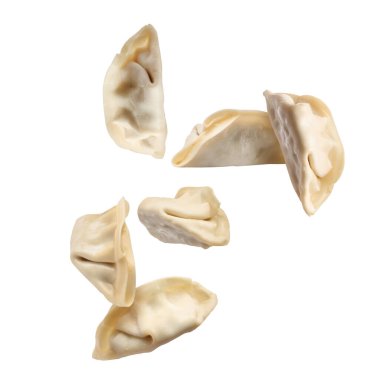 Beyaz arka planda pişmemiş gyoza havası