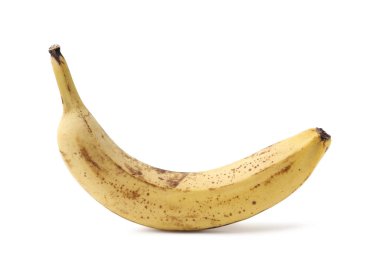 Olgun muz ve koyu lekeler beyazda izole.