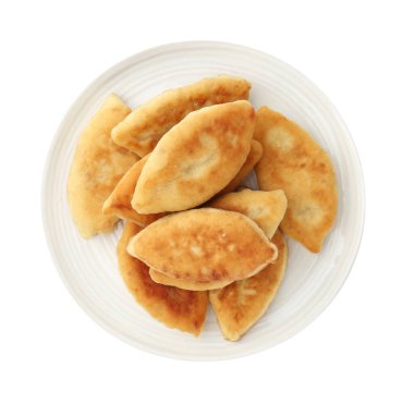 Lezzetli kızarmış pirizky (doldurulmuş turtalar) beyaz, üst görünümde izole