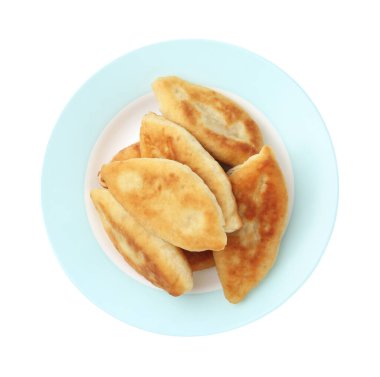 Lezzetli kızarmış pirizky (doldurulmuş turtalar) beyaz, üst görünümde izole
