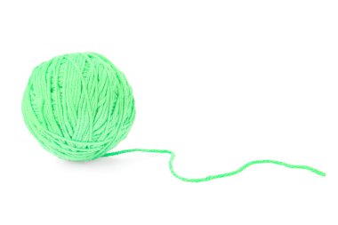 Ball of light green yarn isolated on white