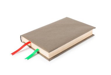 Beyaz üzerine izole edilmiş kurdele yer imleri olan kitap