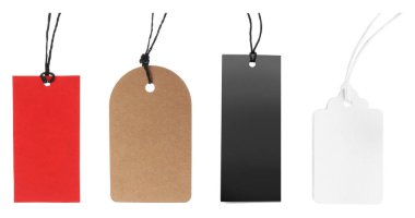 Beyaz arkaplanda bir sürü boş etiket var. Tasarım için model