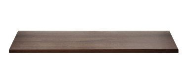 Boş bir ahşap raf beyazda izole edilmiş.