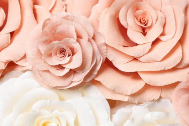 Arka plan olarak güzel kağıt çiçekler, üst görünüm