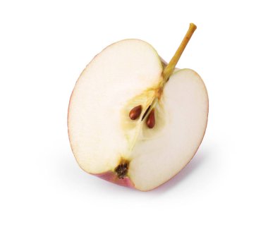 Taze olgun elma parçası beyaza izole edilmiş.