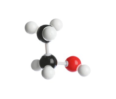 Molecule of ethanol isolated on white. Chemical model