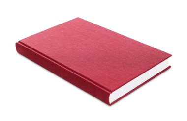Kapalı kırmızı ciltli kitap beyaza izole edildi