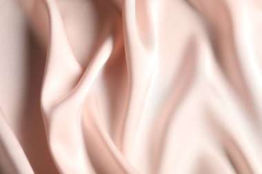 Pembe buruşuk ipek kumaş arka plan olarak, üst görünüm