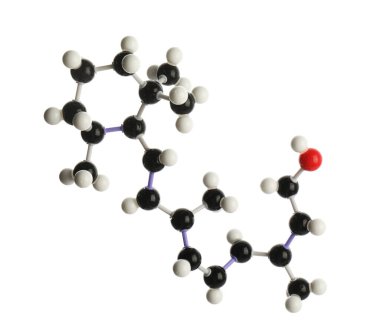 Retinol molekülü (A vitamini) beyaza izole edildi. Kimyasal model