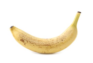 Olgun bir muz beyazda izole edilmiş.