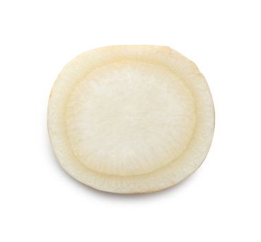 Beyaz renkte taze maydanoz kökü kes.