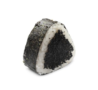 Beyaz arka planda lezzetli tobiko onigiri (Japon pirinç topu)
