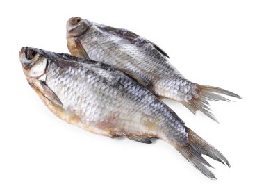 Beyaz üzerine izole edilmiş kurutulmuş tuzlanmış böcek balığı.