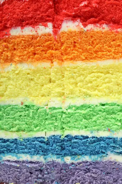 Arka plan olarak lezzetli bir gökkuşağı pastası, yakın plan.