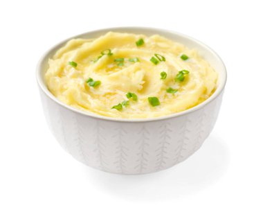 Lezzetli patates püresi ve yeşil soğan.