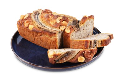 Muzlu ekmeği beyaza ayrılmış fındıklı kes.