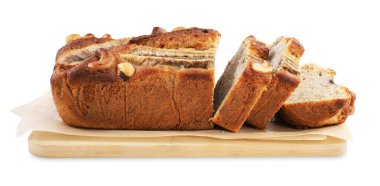 Muzlu ekmeği beyaza ayrılmış fındıklı kes.