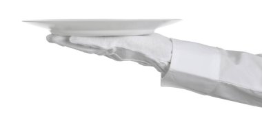 Beyaz arka planda boş plakalı adam, yakın plan