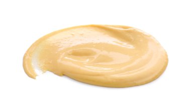 Beyaz üzerine izole edilmiş lezzetli peynir sosu.