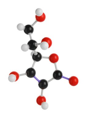 C vitamini molekülü beyaza izole edilmiş. Kimyasal model