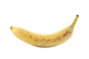 Olgun bir muz beyazda izole edilmiş.