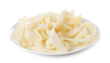 Kurutulmuş mürekkep balığı beyazın üzerinde izole edilmiş. Tuzlu atıştırmalık