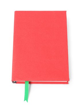 Beyaz, üst görünümde izole edilmiş kurdele yer imi olan kitap