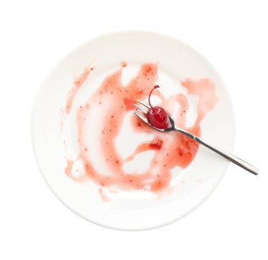 Kirli tabak ve çatal beyaz, üst manzara