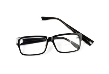 Kırık gözlükler beyaz, üst görünümde izole