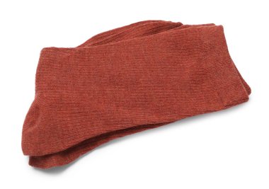 Beyaza izole edilmiş bir çift kırmızı kahverengi çorap.