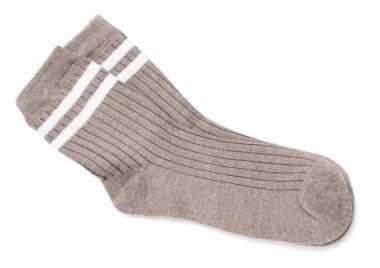 Bir çift kahverengi çorap beyaza izole edilmiş, üst manzara