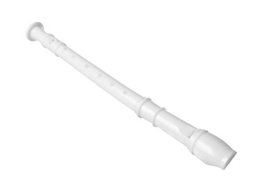 Oyuncak flüt beyaza izole edilmiş. Çocukların müzik aleti.