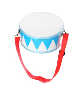 Oyuncak davul beyazda izole edilmiş. Çocukların müzik aleti.