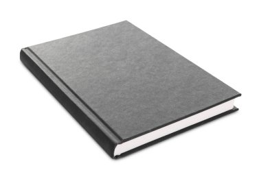 Kapalı siyah ciltli kitap beyaza izole edildi