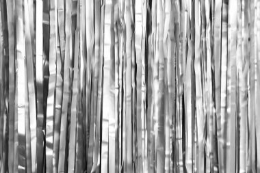 Arkaplan olarak parlak gümüş folyo perde, yakın plan