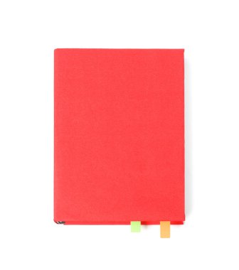 Beyaz, üst görünümde izole edilmiş renkli sekmeleri olan kitap